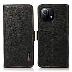 Leather Case Stands Flip Cover C08 Holder for Xiaomi Mi 11 Lite 5G NE Black