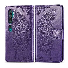 Leather Case Stands Flip Cover D02 Holder for Xiaomi Mi Note 10 Pro Purple