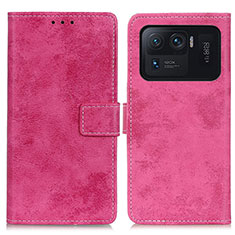 Leather Case Stands Flip Cover D05Y Holder for Xiaomi Mi 11 Ultra 5G Hot Pink