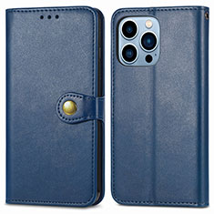 Leather Case Stands Flip Cover F01 Holder for Apple iPhone 13 Pro Max Blue