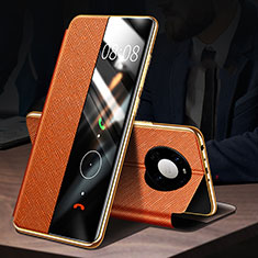 Leather Case Stands Flip Cover F02 Holder for Huawei Mate 40 Orange