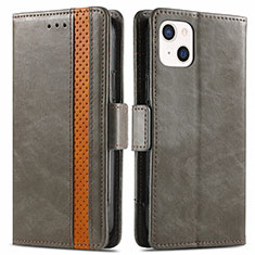Leather Case Stands Flip Cover F03 Holder for Apple iPhone 13 Mini Gray