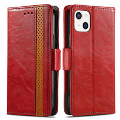 Leather Case Stands Flip Cover F03 Holder for Apple iPhone 13 Mini Red