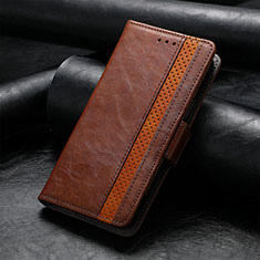 Leather Case Stands Flip Cover F04 Holder for Apple iPhone 13 Brown
