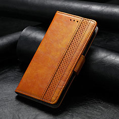 Leather Case Stands Flip Cover F04 Holder for Apple iPhone 13 Pro Max Light Brown