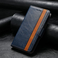 Leather Case Stands Flip Cover F04 Holder for Apple iPhone 14 Blue