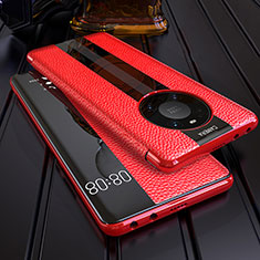 Leather Case Stands Flip Cover F05 Holder for Huawei Mate 40 Pro Red