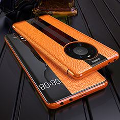 Leather Case Stands Flip Cover F05 Holder for Huawei Mate 40E Pro 4G Orange