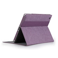 Leather Case Stands Flip Cover for Apple iPad 2 Purple