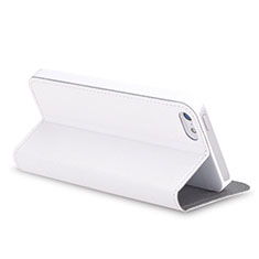 Leather Case Stands Flip Cover for Apple iPhone 5S White