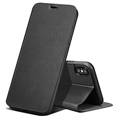 Leather Case Stands Flip Cover for Apple iPhone X Black