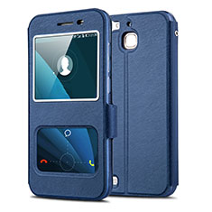 Leather Case Stands Flip Cover for Huawei Enjoy 5S Blue