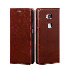 Leather Case Stands Flip Cover for Huawei Honor 5X Brown