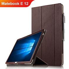 Leather Case Stands Flip Cover for Huawei Matebook E 12 Brown