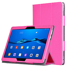 Leather Case Stands Flip Cover for Huawei MediaPad M3 Lite Hot Pink