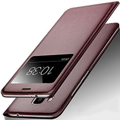 Leather Case Stands Flip Cover for Huawei Nova Plus Brown