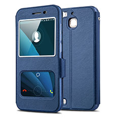 Leather Case Stands Flip Cover for Huawei P8 Lite Smart Blue