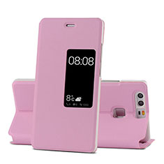 Leather Case Stands Flip Cover for Huawei P9 Plus Pink