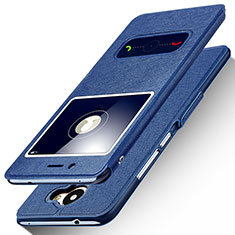 Leather Case Stands Flip Cover for Huawei Y7 Prime Blue