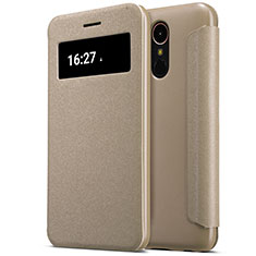 Leather Case Stands Flip Cover for LG K10 (2017) Gold