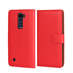 Leather Case Stands Flip Cover for LG K7 Red
