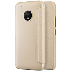 Leather Case Stands Flip Cover for Motorola Moto G5 Plus Gold