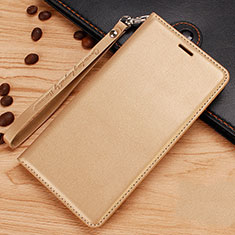 Leather Case Stands Flip Cover for Nokia 7.1 Plus Gold