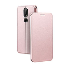 Leather Case Stands Flip Cover for Nokia X5 Rose Gold