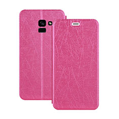 Leather Case Stands Flip Cover for Samsung Galaxy A5 (2018) A530F Hot Pink