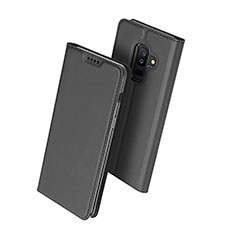Leather Case Stands Flip Cover for Samsung Galaxy A6 Plus (2018) Black