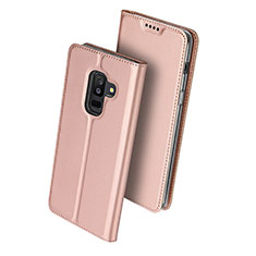 Leather Case Stands Flip Cover for Samsung Galaxy A6 Plus Pink