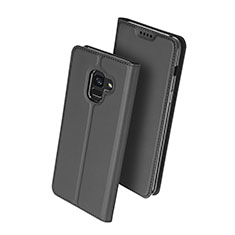 Leather Case Stands Flip Cover for Samsung Galaxy A8 (2018) A530F Black