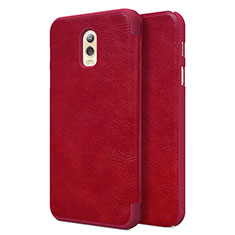 Leather Case Stands Flip Cover for Samsung Galaxy C7 (2017) Red