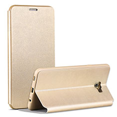 Leather Case Stands Flip Cover for Samsung Galaxy C7 Pro C7010 Gold