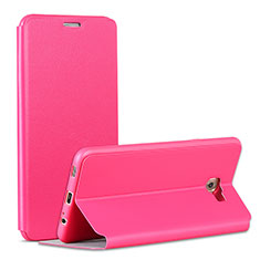 Leather Case Stands Flip Cover for Samsung Galaxy C7 Pro C7010 Hot Pink
