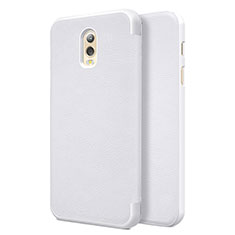 Leather Case Stands Flip Cover for Samsung Galaxy J7 Plus White