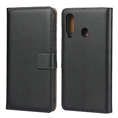 Leather Case Stands Flip Cover for Samsung Galaxy M40 Black