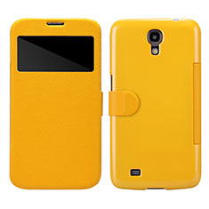Leather Case Stands Flip Cover for Samsung Galaxy Mega 6.3 i9200 i9205 Yellow