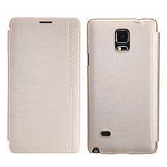 Leather Case Stands Flip Cover for Samsung Galaxy Note 4 Duos N9100 Dual SIM Gold