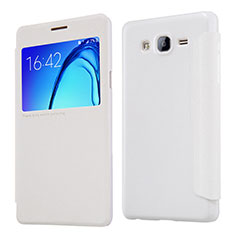 Leather Case Stands Flip Cover for Samsung Galaxy On5 G550FY White