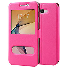 Leather Case Stands Flip Cover for Samsung Galaxy On7 (2016) G6100 Hot Pink