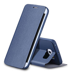 Leather Case Stands Flip Cover for Samsung Galaxy S6 Edge SM-G925 Blue