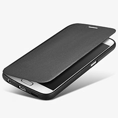 Leather Case Stands Flip Cover for Samsung Galaxy S6 SM-G920 Black