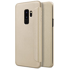 Leather Case Stands Flip Cover for Samsung Galaxy S9 Plus Gold