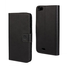 Leather Case Stands Flip Cover for Wiko Lenny Black