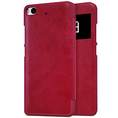 Leather Case Stands Flip Cover for Xiaomi Mi 5S 4G Red
