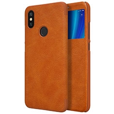 Leather Case Stands Flip Cover for Xiaomi Mi 6X Brown