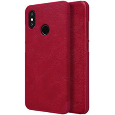 Leather Case Stands Flip Cover for Xiaomi Mi 8 Red