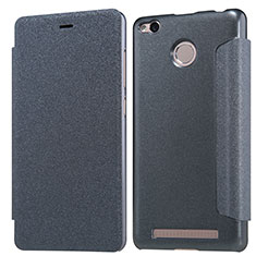 Leather Case Stands Flip Cover for Xiaomi Redmi 3 High Edition Black