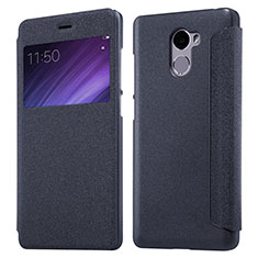 Leather Case Stands Flip Cover for Xiaomi Redmi 4 Standard Edition Black